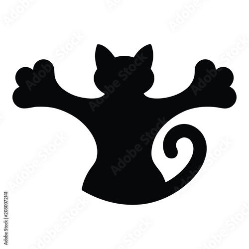 Solid black cat silhouette icon vector illustration