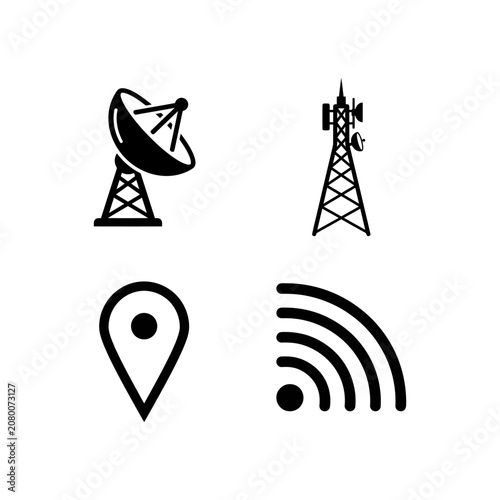 Wireless Network Tower Icon with Radio Antenna Signal Waves, Vector Illustration Symbol for Communication Technology, Internet Connection, Mobile Transmission and WiFi Network Concept