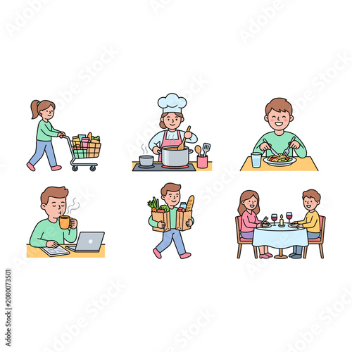 Happy Cartoon Children and Teacher in Classroom at School, Diverse Kids Learning Together with Friendly Characters, Vector Illustration of Fun Education and Friendship