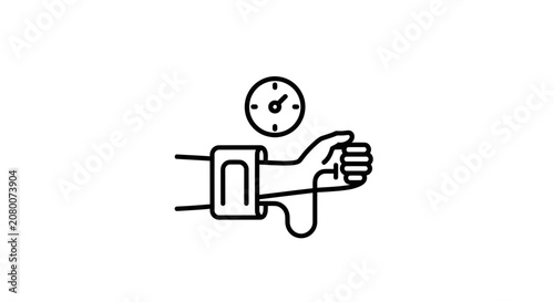Low Blood Pressure Icon: Thumbs Down, Clock, and Blood Pressure Cuff