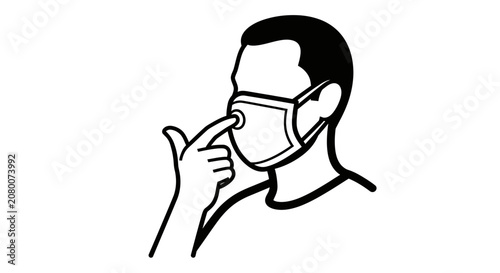 Man Adjusting Face Mask, Health Protection, Personal Hygiene, Coronavirus Prevention