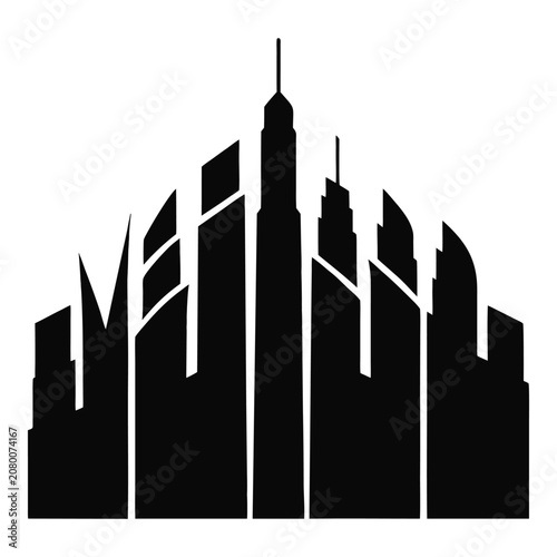 Solid black city skyline silhouette vector graphic