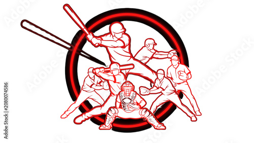 Red and white stylized pizza with utensils and blood vessels graphic design Vector