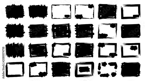 Black and White Brush Stroke Paint Box Grid Pattern Minimalist Design
