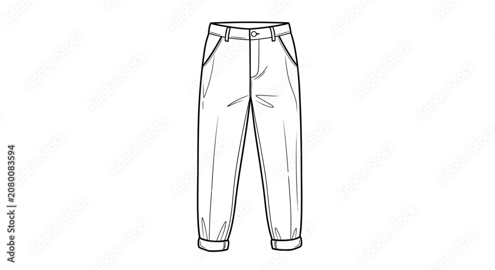 Obraz premium Fashionable casual trousers outline vector graphic design