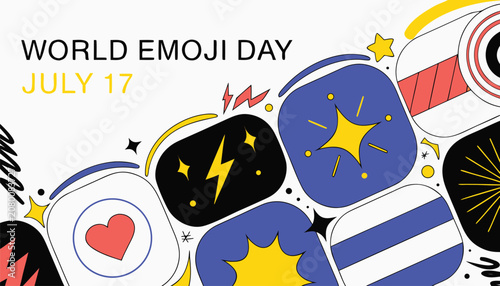 Fotografija Colorful flat illustration celebrating world emoji day on july seventeenth