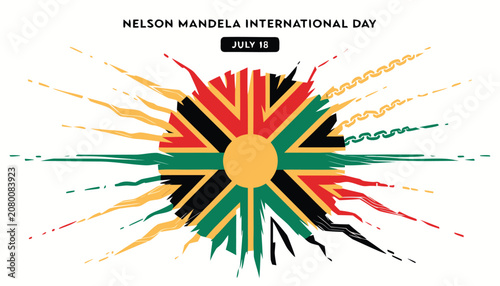 Nelson Mandela international day graphic design featuring South African flag colors