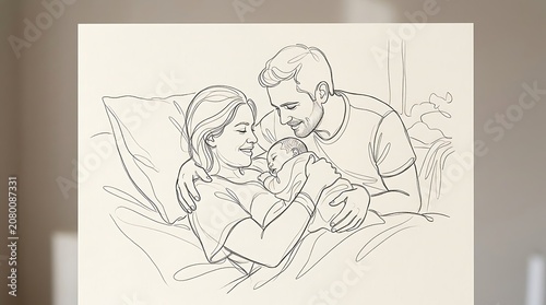 Elegant line drawing of a sleeping woman.