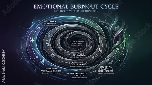Emotional burnout cycle infographic design.