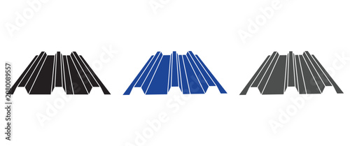 Corrugated Roofing Sheet Icon Set – Metal Roof Panel, Steel Siding and Construction Material Vector Collection Web