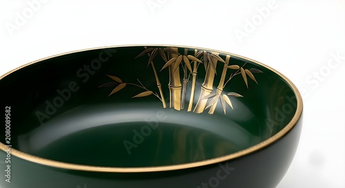 Urushi lacquered plate with intricate Maki-e decoration, traditional Japanese handicraft.