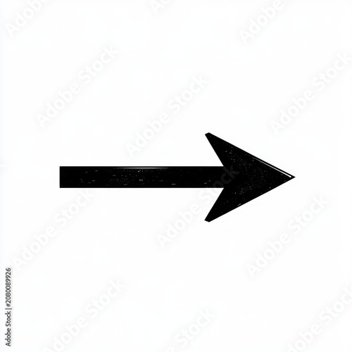 black textured right-pointing arrow on white background conveying direction and forward movement