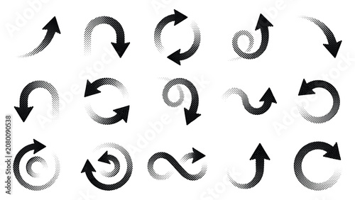 Photos Spiral circular arrow icons set vector rotate refresh reload loop symbols black