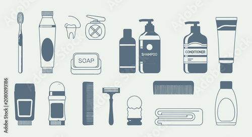 Personal hygiene and grooming products collection