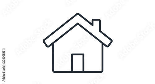 Simple line art icon of a house structure representing home and residence