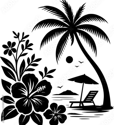tropical island with palm trees