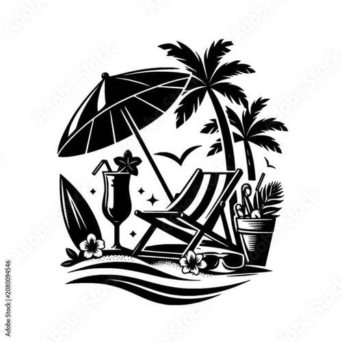 tropical island with palm trees