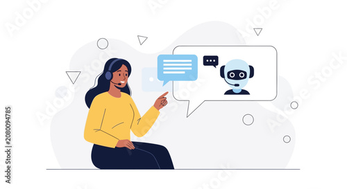 Customer Service Chatbot Interaction: Human Agent Communicating with AI Bot