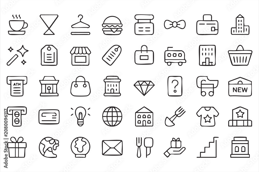Fototapeta premium Shopping and Retail Line Icon Set for Ecommerce and Online Store Design