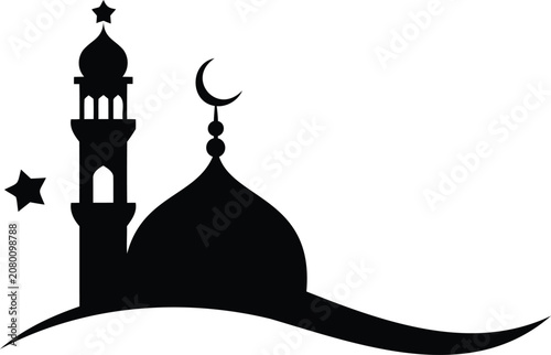 Canvas-taulu Islamic mosque architecture with minaret and crescent moon symbol  religious bui