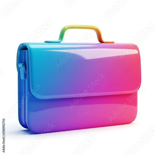 Colorful gradient briefcase bag with handle isolated on white background