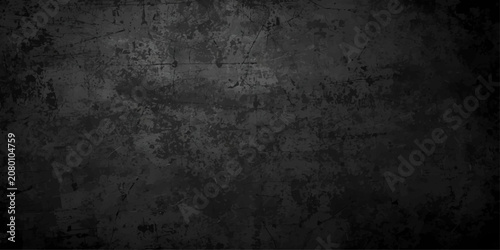 Dark Grunge Concrete Wall Texture Background with Vintage Black Distressed Surface and Rough Industrial Pattern Design.