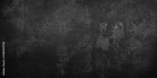 Dark Grunge Concrete Wall Texture Background with Vintage Black Distressed Surface and Rough Industrial Pattern.