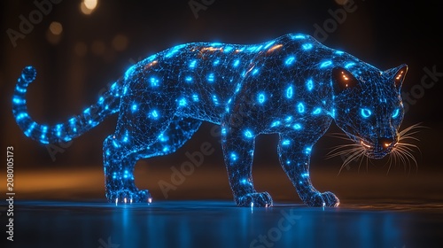 Glowing blue abstract leopard design
