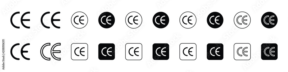 Obraz premium CE Mark European Conformity Certification Icons Set with Circle and Square Layouts