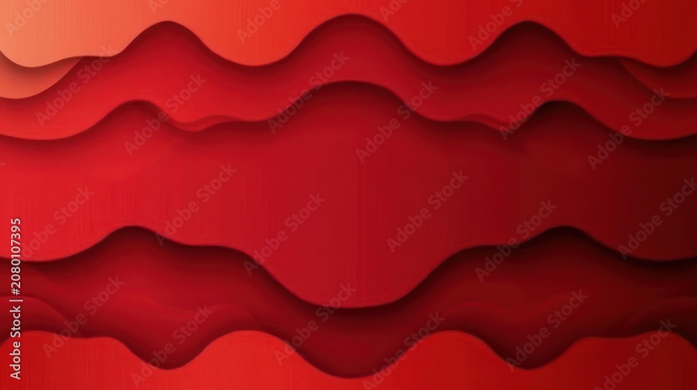 Fototapeta premium abstract layered red paper cut waves with deep shadows conveying warmth and bold dynamic energy