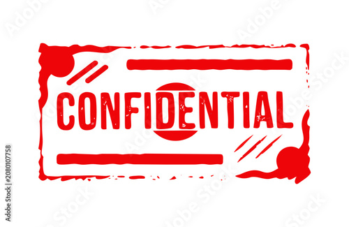 Confidential red ink rubber stamp sign symbol grunge effect vector illustration design confidential case investigation tampon classified private secret information