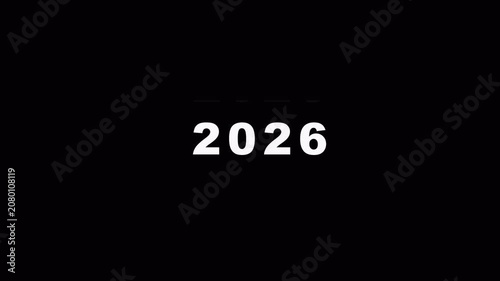 2010 to 2026 Year Scrolling Text Animation on Transparent Background.Year Counter Scrolling Animation From 2010 to 2026 With Alpha Channel,Calendar animation of years in 4k video animation.