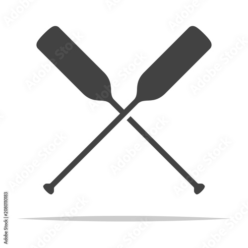 Tableau sur toile Crossed oars paddle icon vector isolated illustration