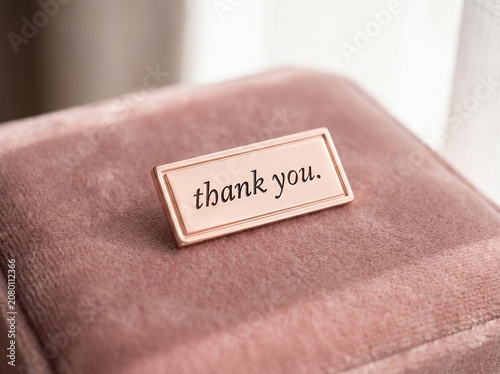 Elegant Thank You Message on Velvet Box Lid.