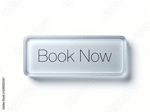 Transparent Book Now Button Isolated on White Background.