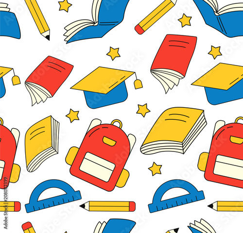 School Seamless Pattern Background. Vector Isolated