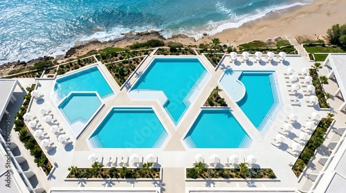 Luxury Resort Swimming Pool Complex With Modern Geometric Design