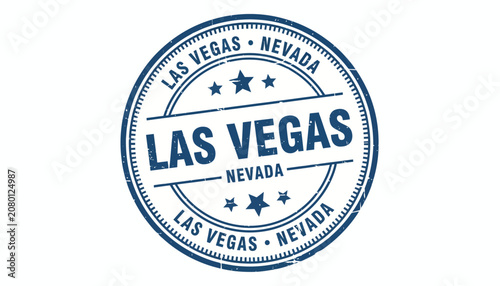 Photography Blue Las Vegas Nevada circular vintage style rubber stamp icon with distressed t