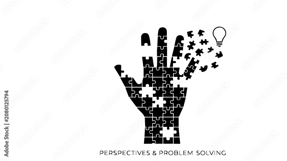 Fototapeta premium Innovative Problem Solving Concept with Hand and Puzzle Pieces