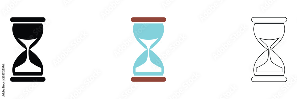 Fototapeta premium Hourglass Icons Set Collection in Black Color and Outline Styles – Time Management, Sand Timer Editable Vector Design Elements