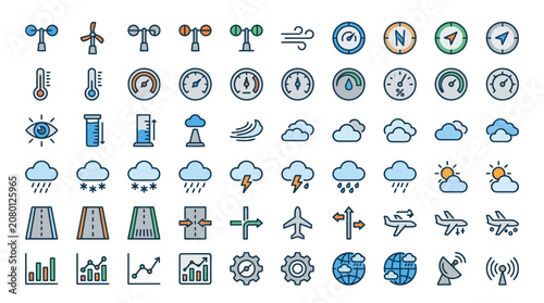 Weather forecast icons displayed on a digital screen with various symbols.