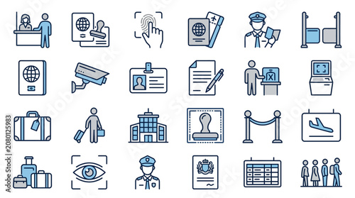Various security and travel icons are shown in a grid format on a white background for 2026-06-27 reference.