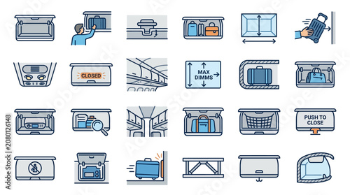 A collection of various office and industrial technology icons on a clean white background