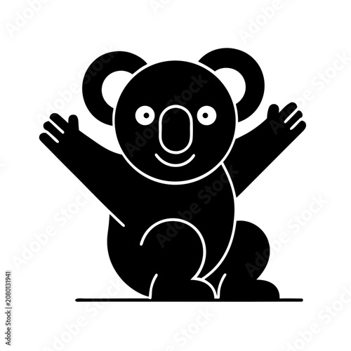 Photography Cute koala bear icon with arms raised