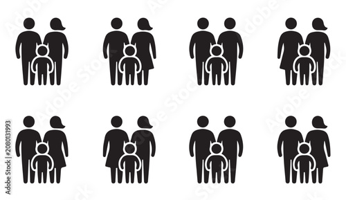 Foto Diverse family units with parents and children in various compositions