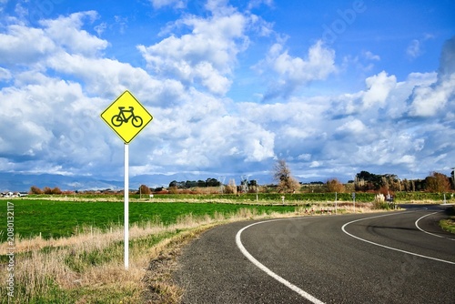 Cycle Pathway Sign Through New Zealand Farmland