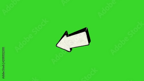 Animated hand drawn arrow animation, green screen 4K footage