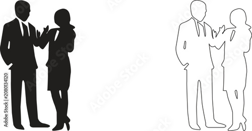 Fotografía A business meeting silhouette vector illustration featuring professionals collaborating in a corporate discussion
