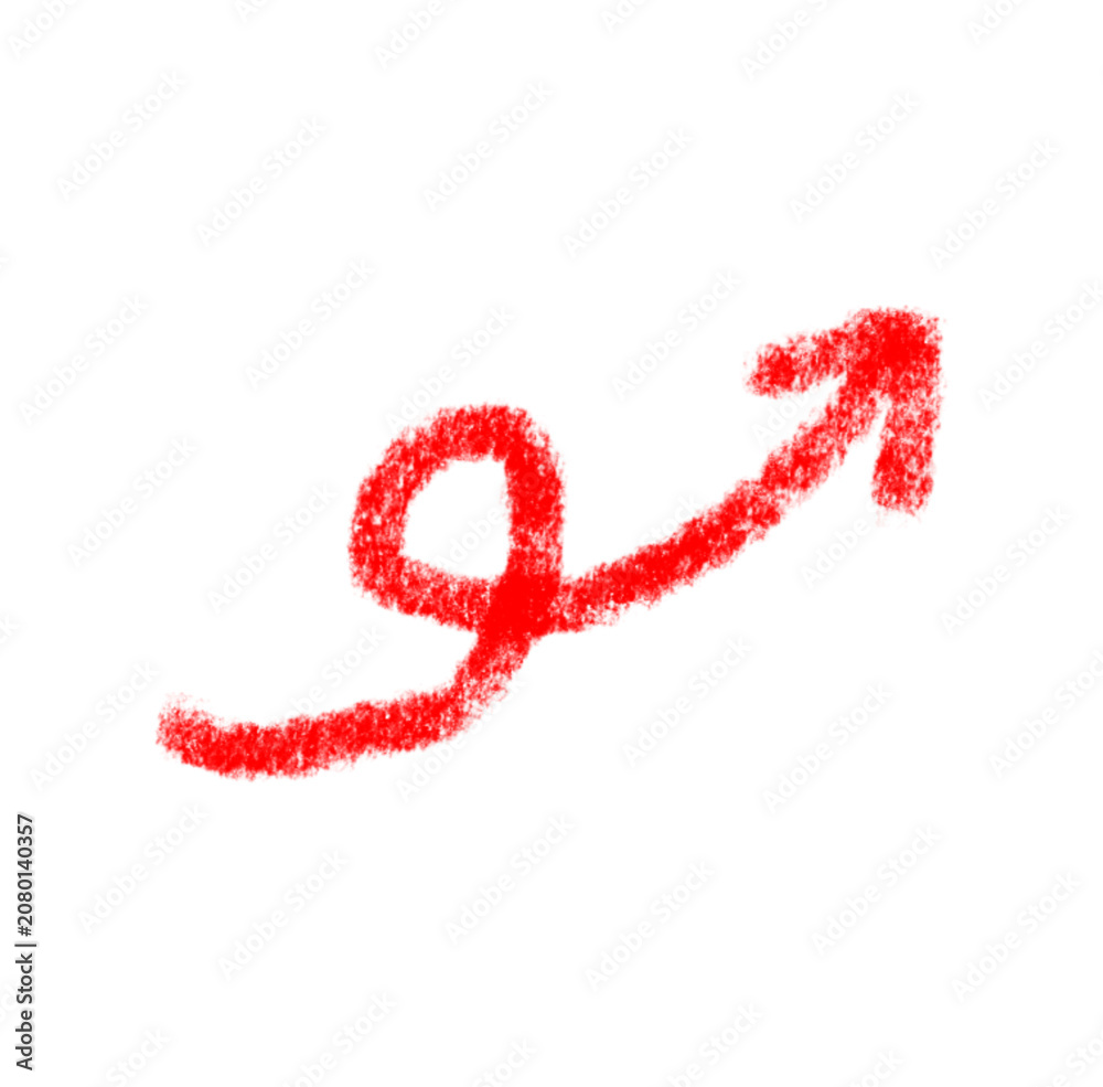 Fototapeta premium Cute Red Chalk Arrow pointing Right for Presentation