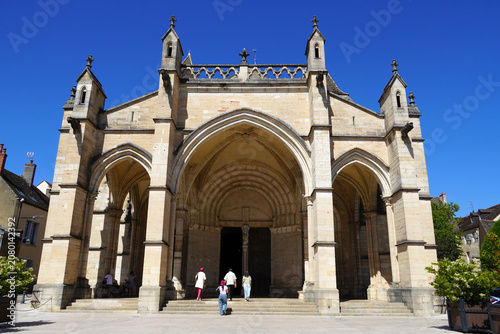 Entrance Basilique Collégiale Notre-Dame. A basilica and former collegiate church in Beaune. Burgundy. France, June.